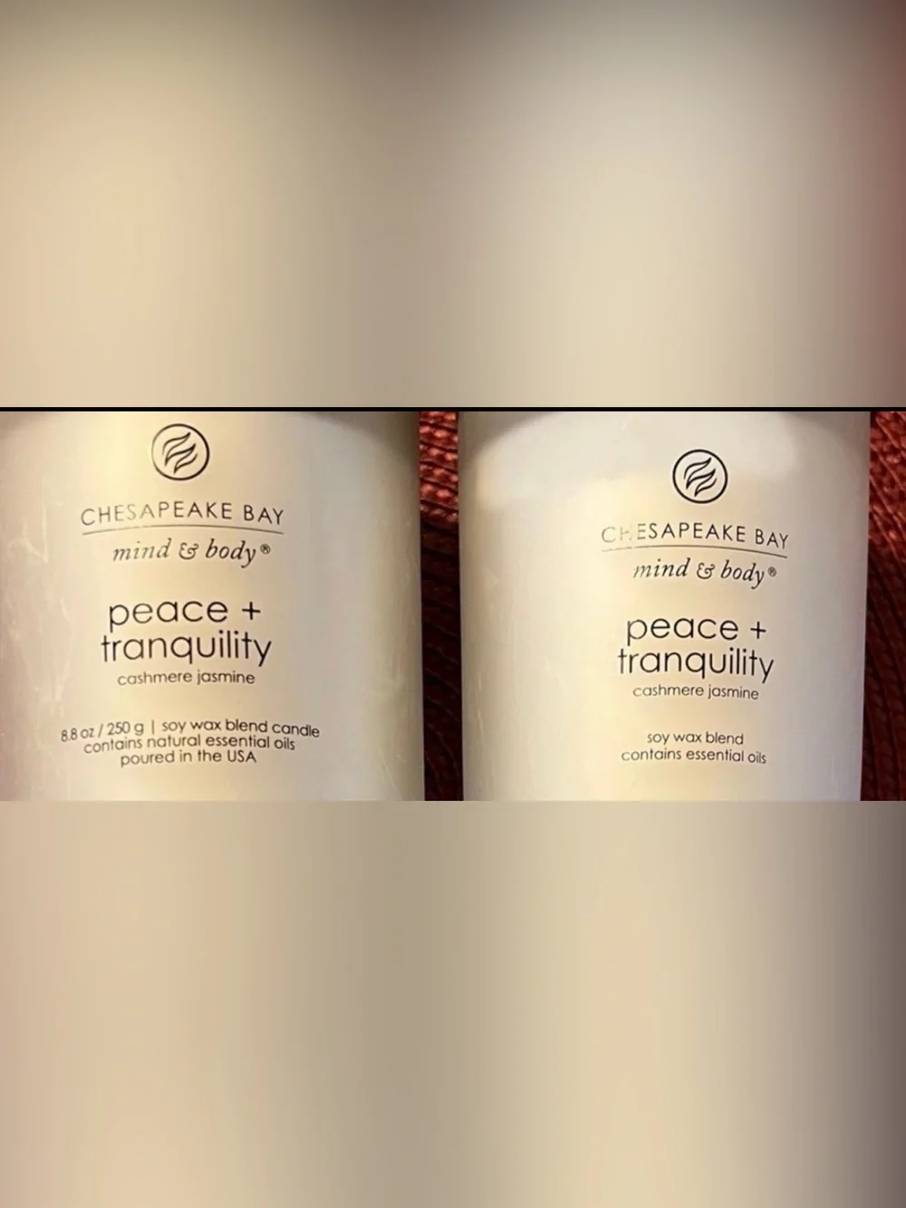 Chesapeake Bay Peace & Tranquility Cashmere Jasmine Soy Candles X’s 2 Both New